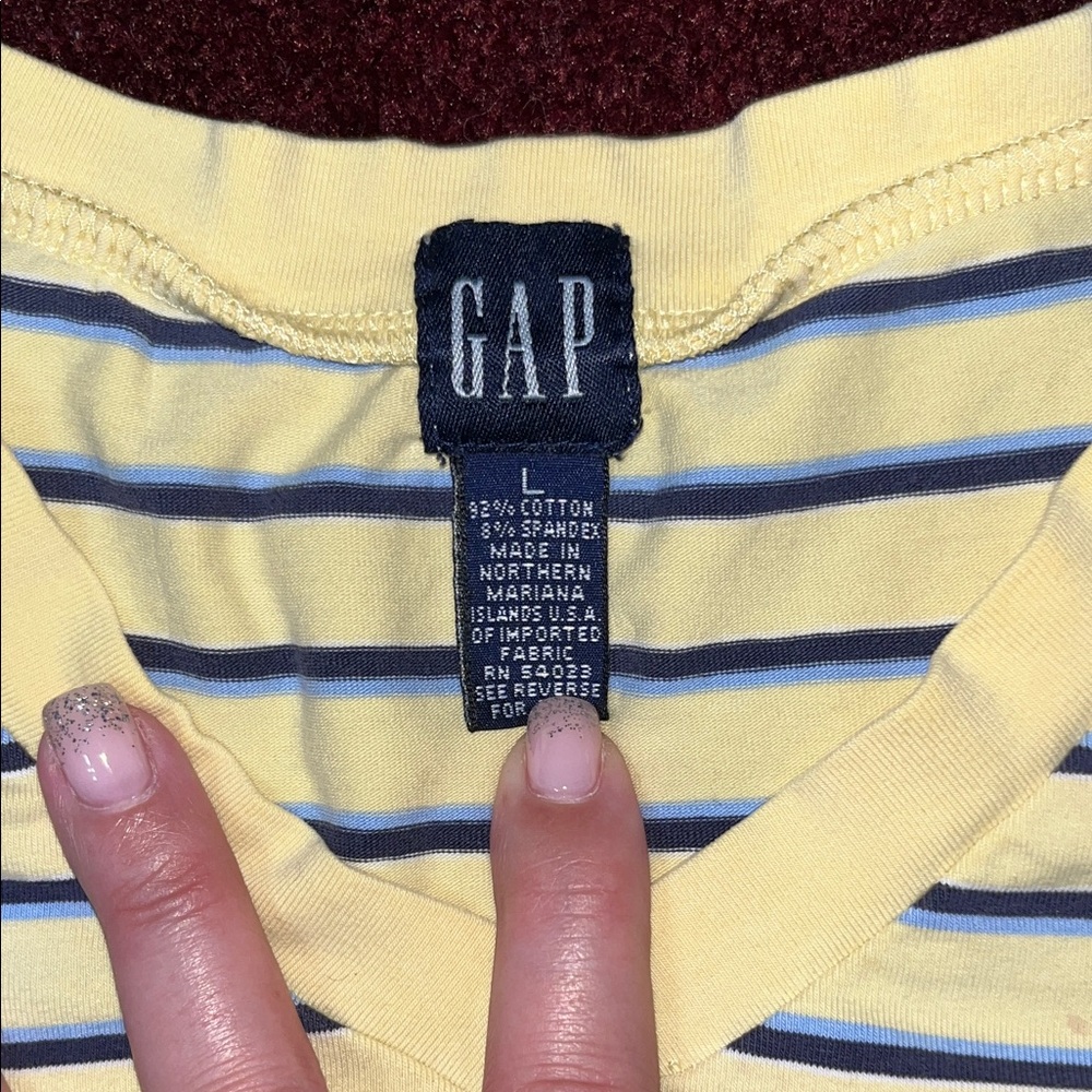 GAP Yellow and Blue Striped Tee - Picture 2 of 7